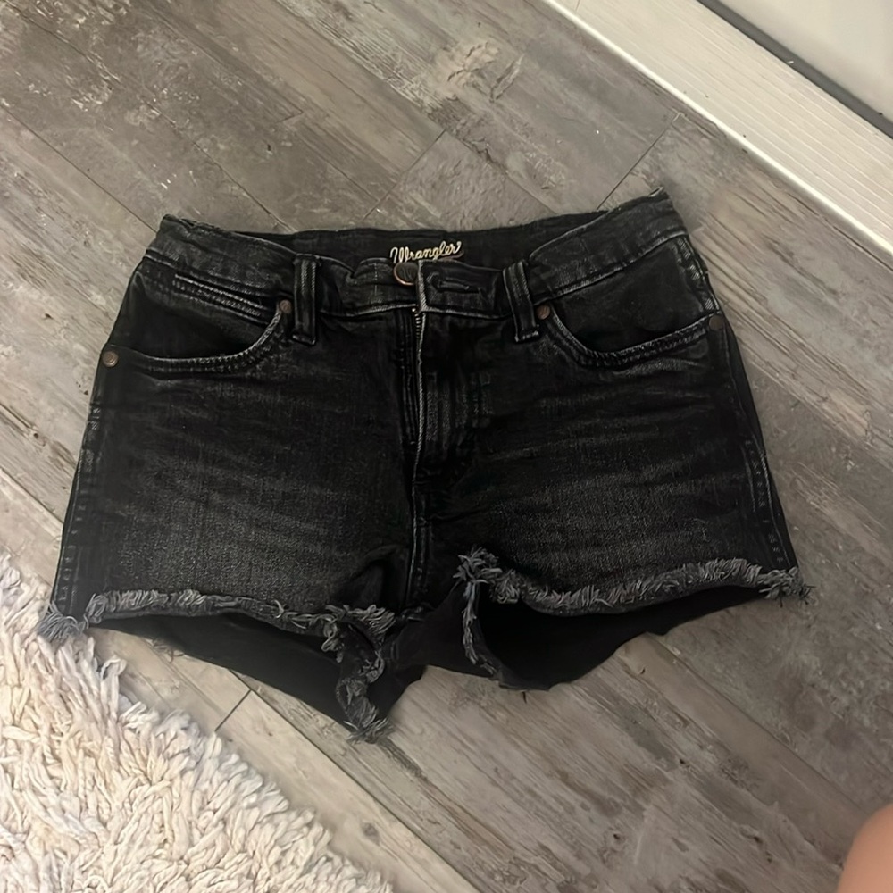 black wrangler jean shorts